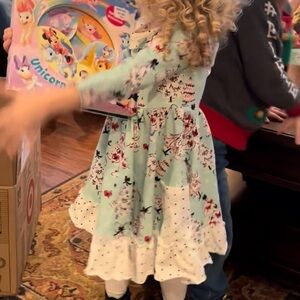 SweetHoney Mint and White Floral Holiday Tree Dress